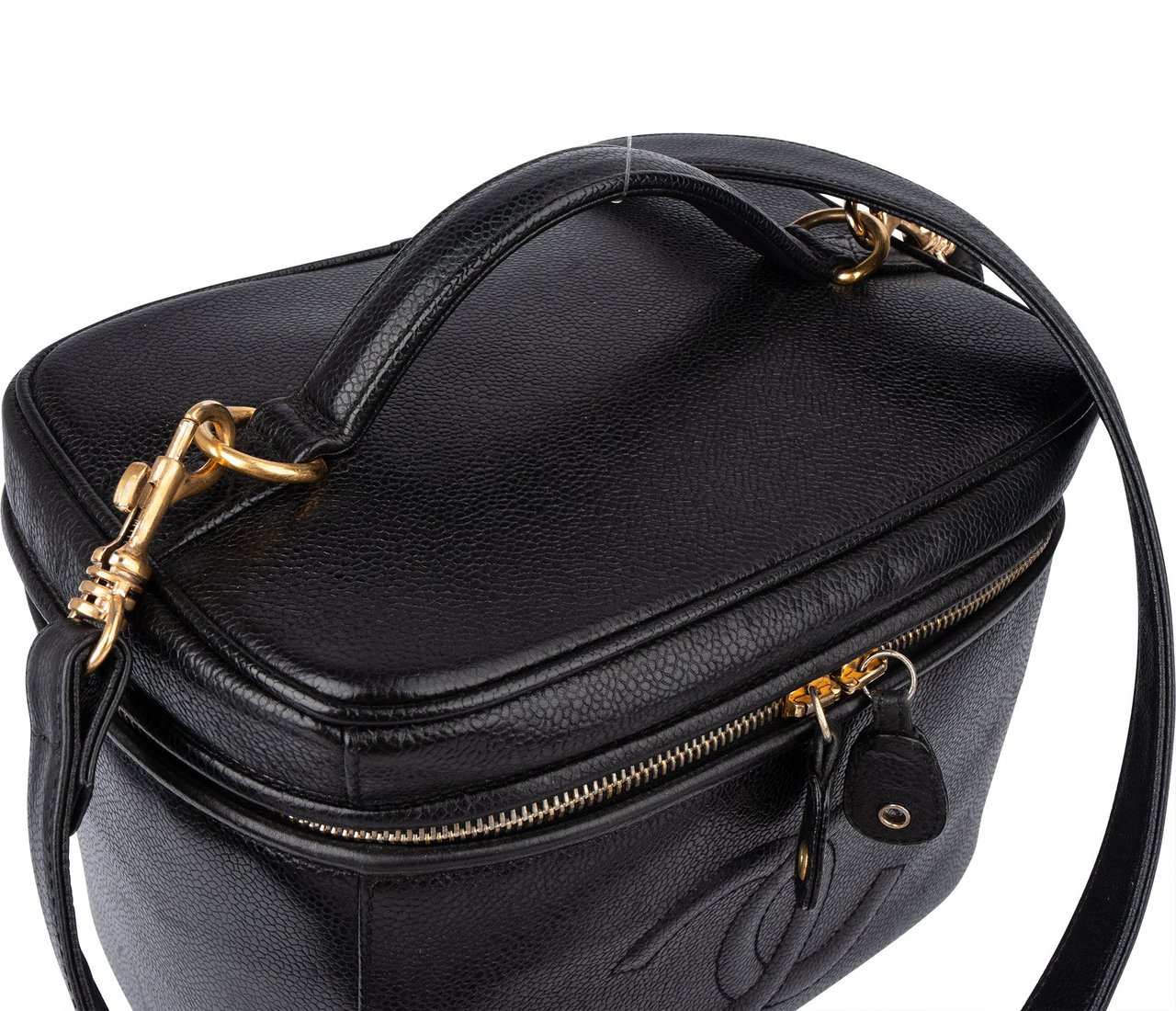 Chanel Chanel Caviar Leather CC Vanity Handbag Zwart