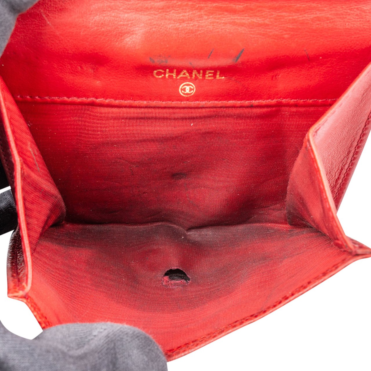 Chanel Chanel Caviar Leather CC Clip Wallet Rood