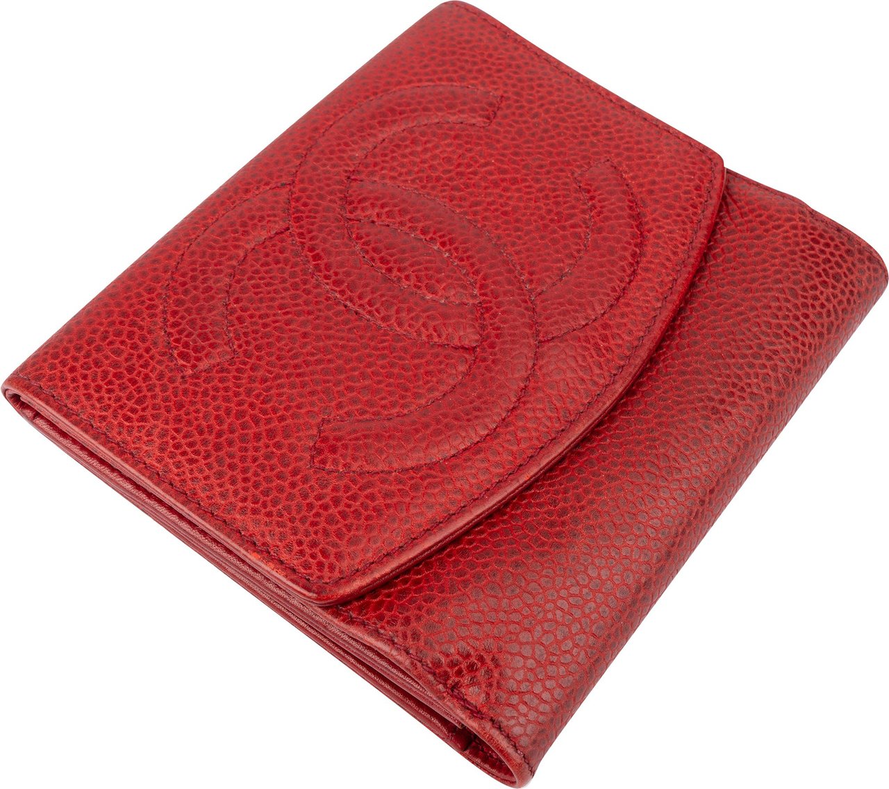 Chanel Chanel Caviar Leather CC Clip Wallet Rood