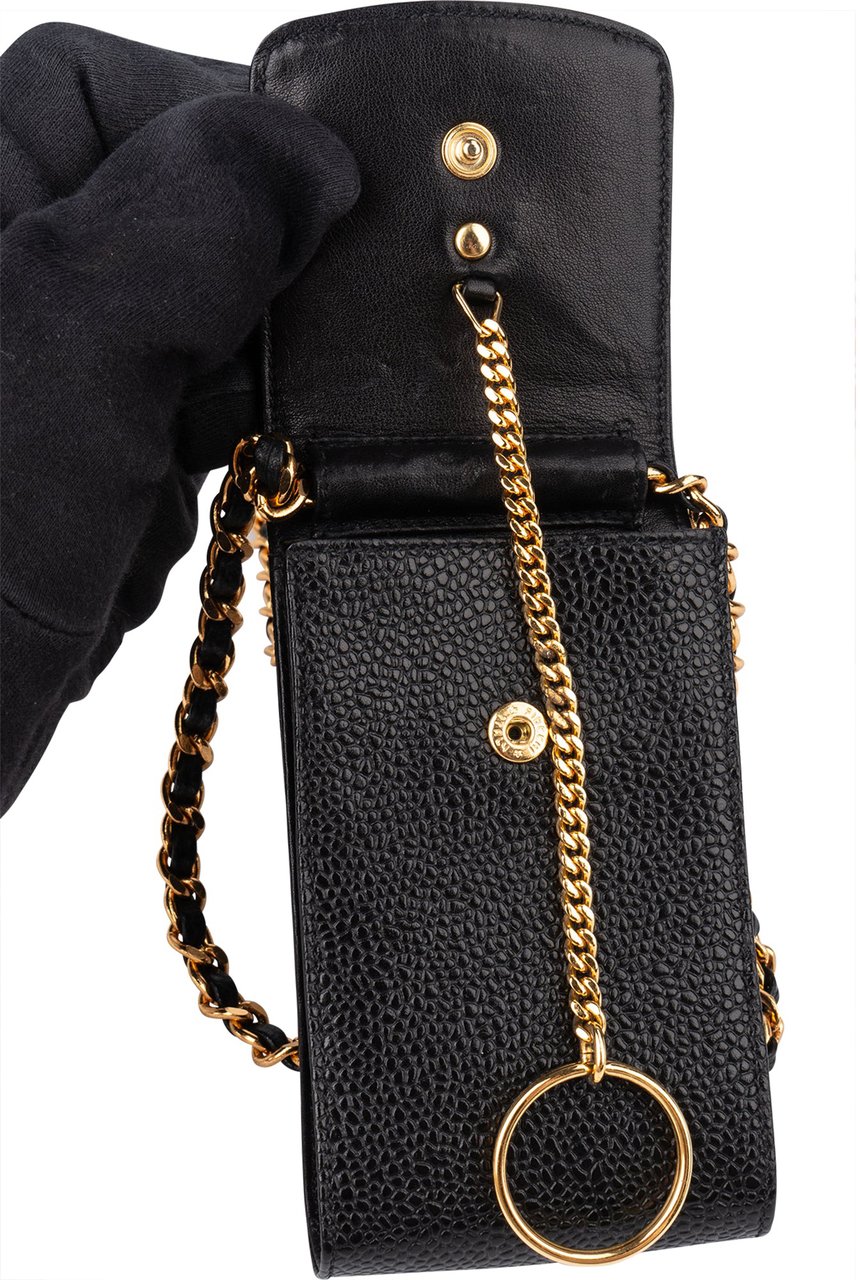 Chanel Chanel Caviar Leather CC Mini Crossbody Bag Zwart