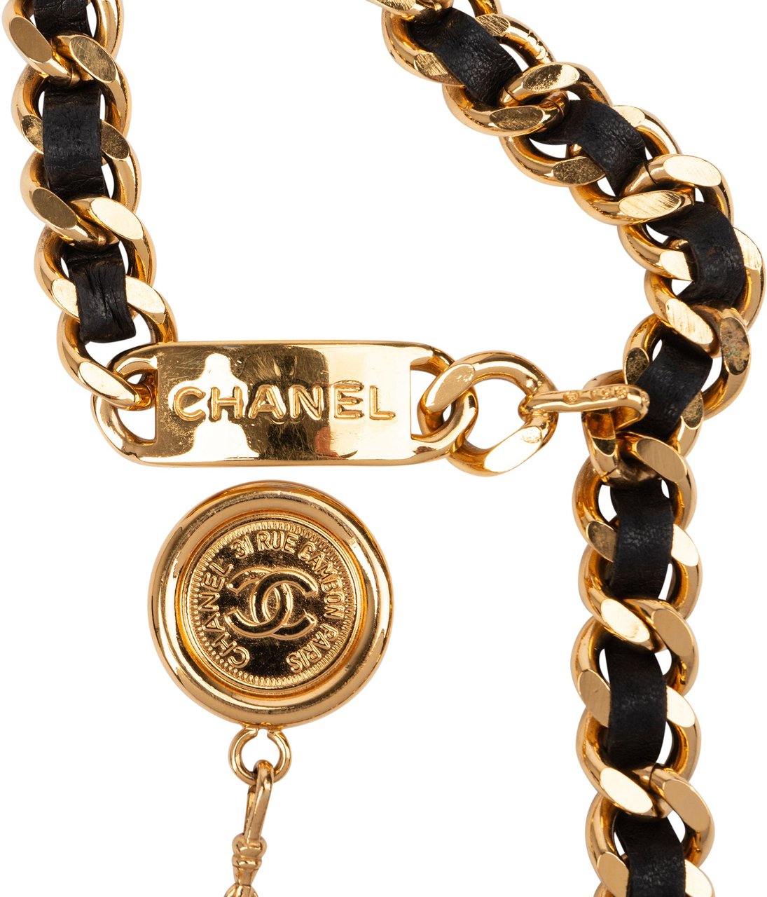 Chanel Chanel Gold Tone Leather Belly Chain (70-80) Divers