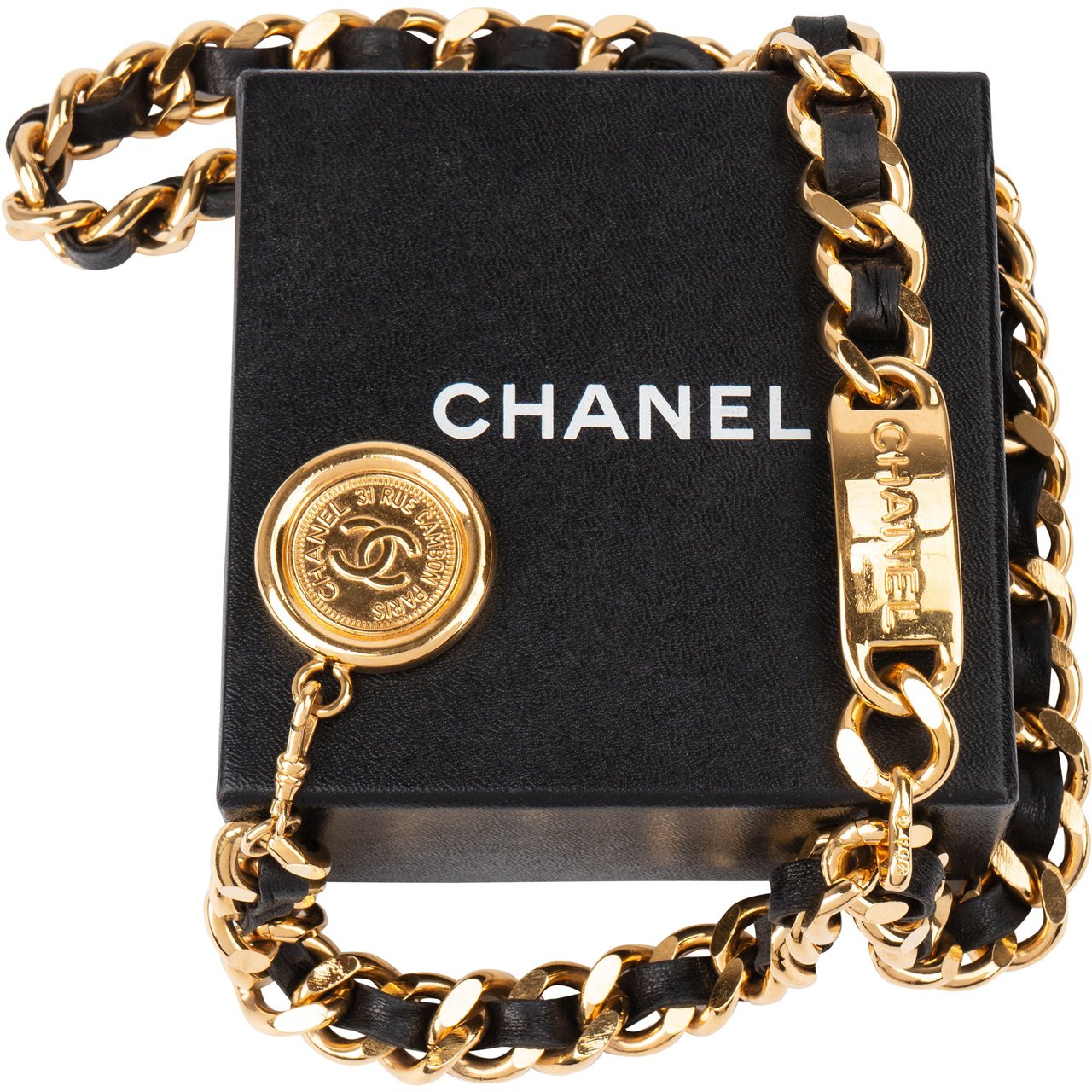 Chanel Chanel Gold Tone Leather Belly Chain (70-80) Divers