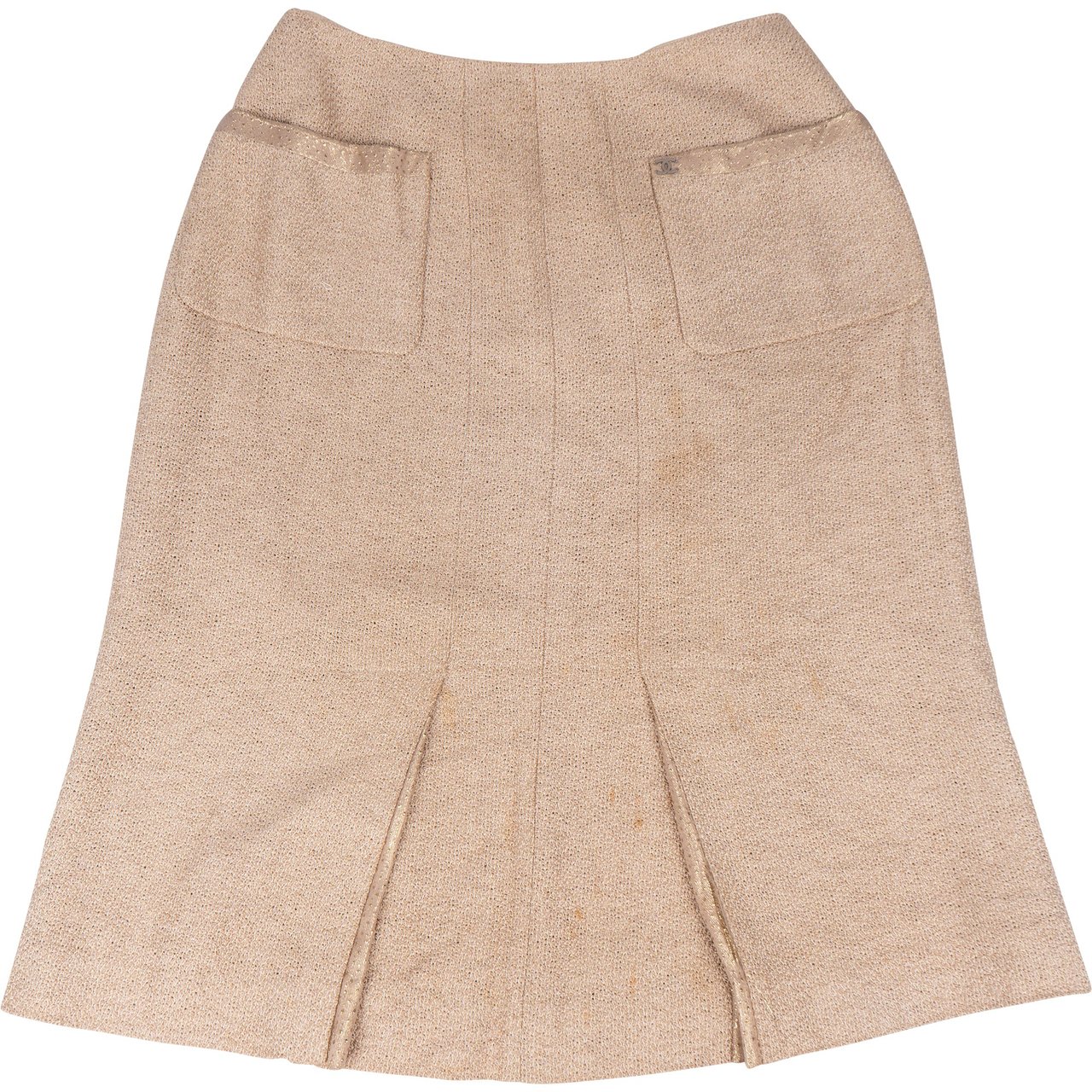 Chanel Chanel Viskose Gold Threads Skirt (DE34 / FR36) Beige