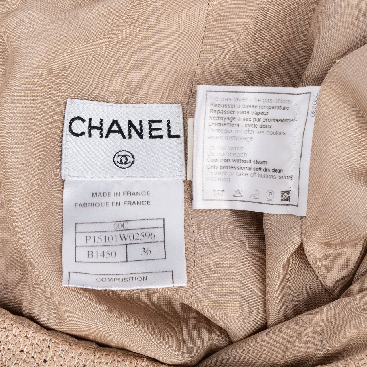 Chanel Chanel Viskose Gold Threads Skirt (DE34 / FR36) Beige