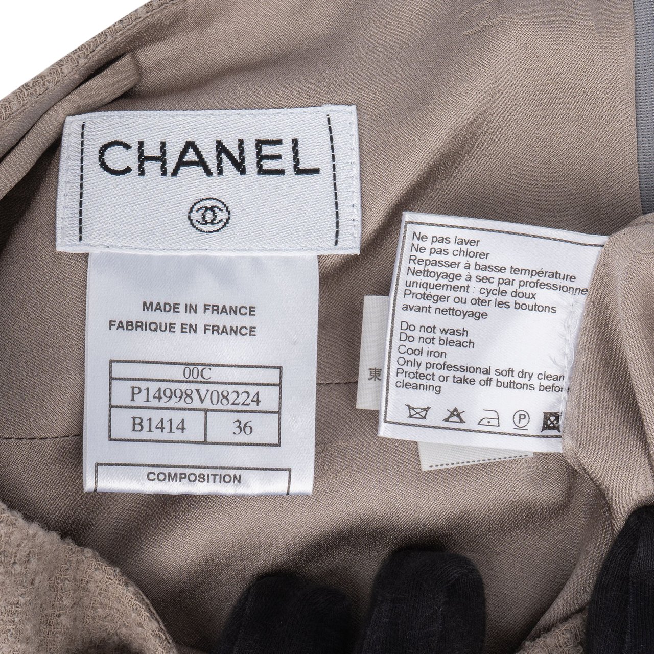 Chanel Chanel Gris Wool Set01 Skirt (D 34 / FR 36) Donkergrijs