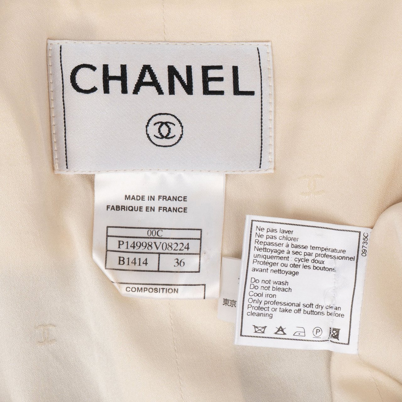 Chanel Wool Tweed Set01 Jacket (DE34 / FR36) Beige
