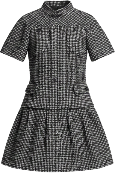 Chanel Chanel Bicolor Wool Tweed Dress (DE32 / FR34) Zwart