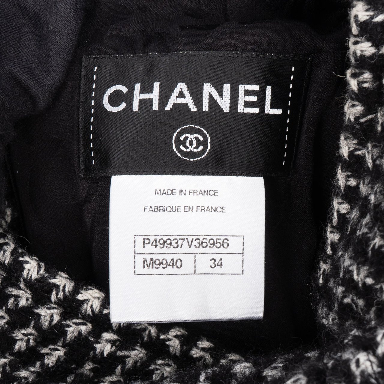 Chanel Chanel Bicolor Wool Tweed Dress (DE32 / FR34) Zwart