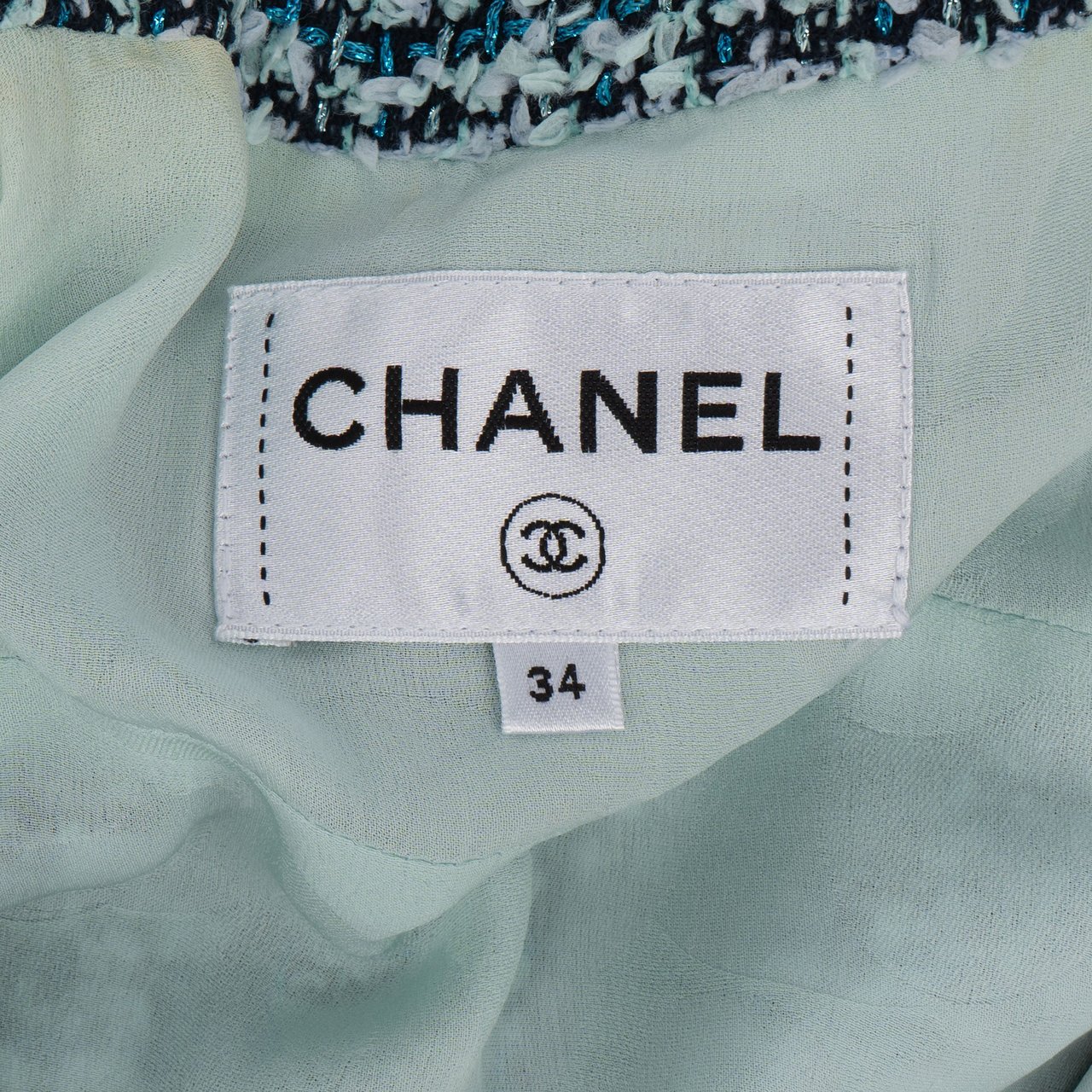 Chanel Chanel Bleu Glitter Tweed Dress (DE32 / FR34) Blauw