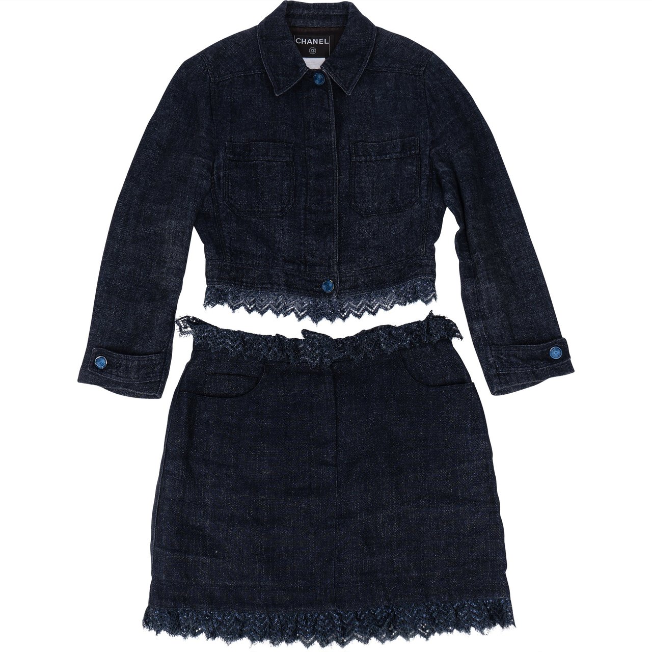 Chanel Chanel Bleu Linen Catwalk Set (D 34 / FR 36) Blauw