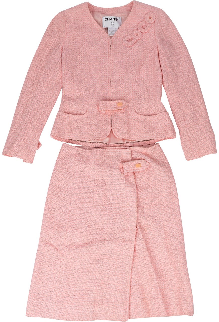 Chanel Chanel Rose Tweed Coco Set (D 34 / FR 36) Rood