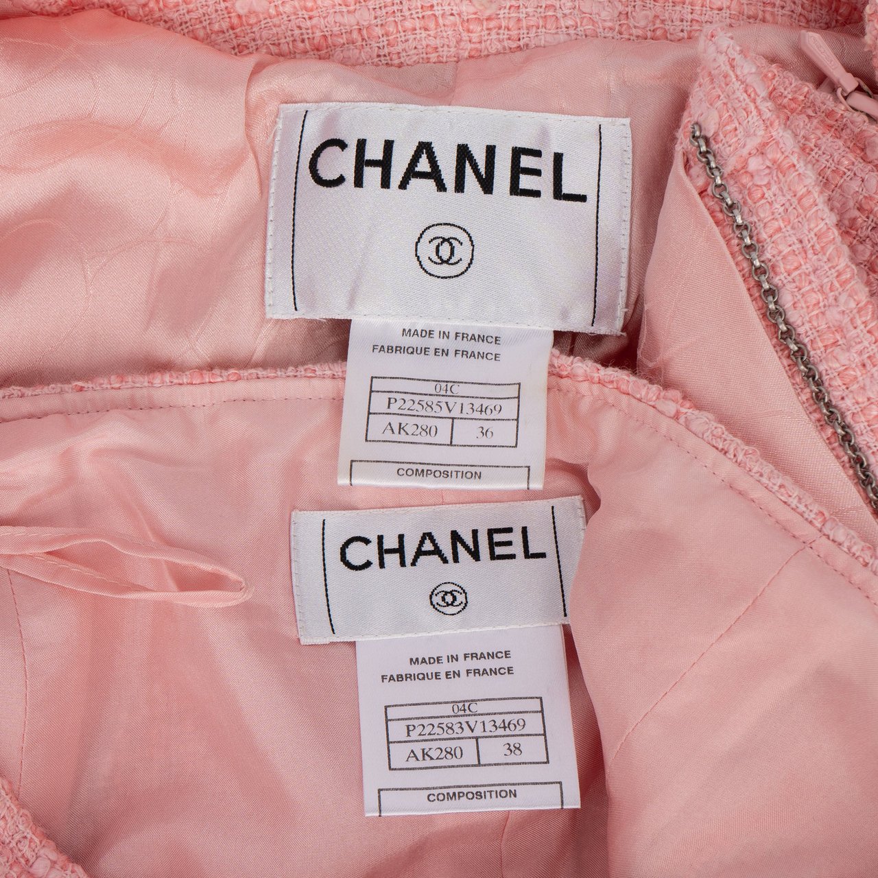 Chanel Rose Tweed Coco Set (D 34 / FR 36) Rood