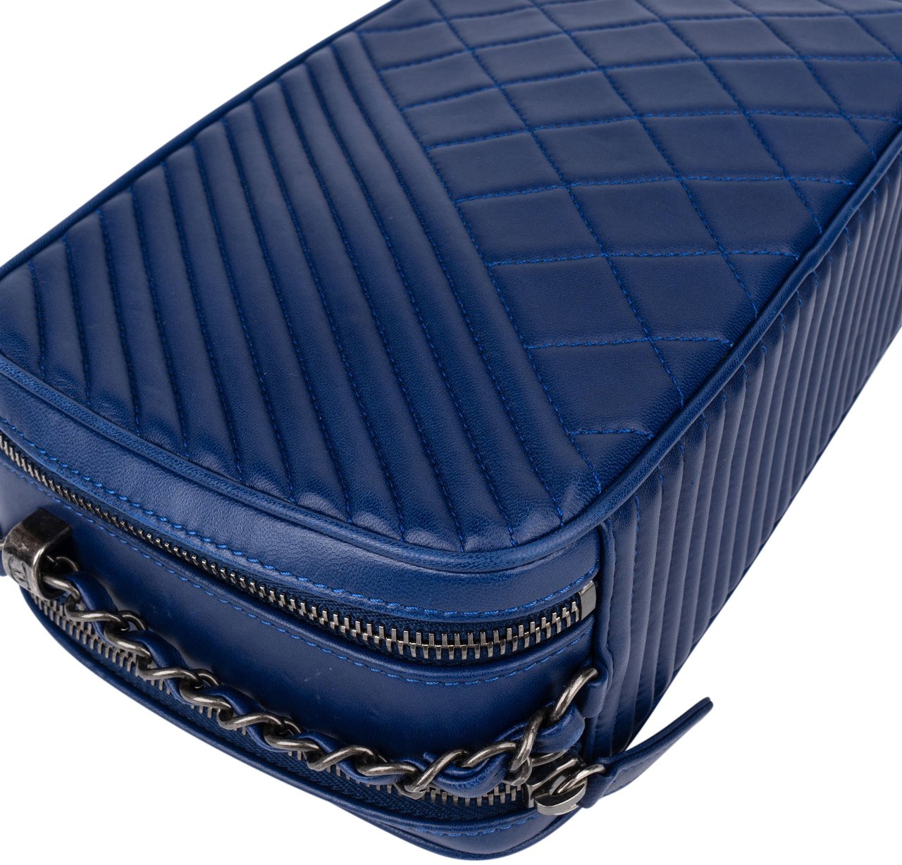 Chanel Chanel Quilted Lambskin Boy Camera Crossbody Bag Blauw