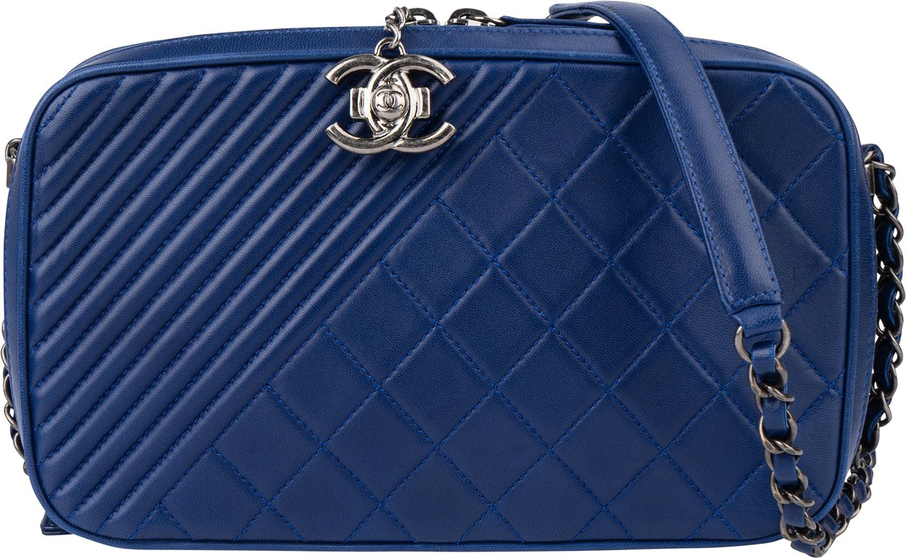 Chanel Chanel Quilted Lambskin Boy Camera Crossbody Bag Blauw