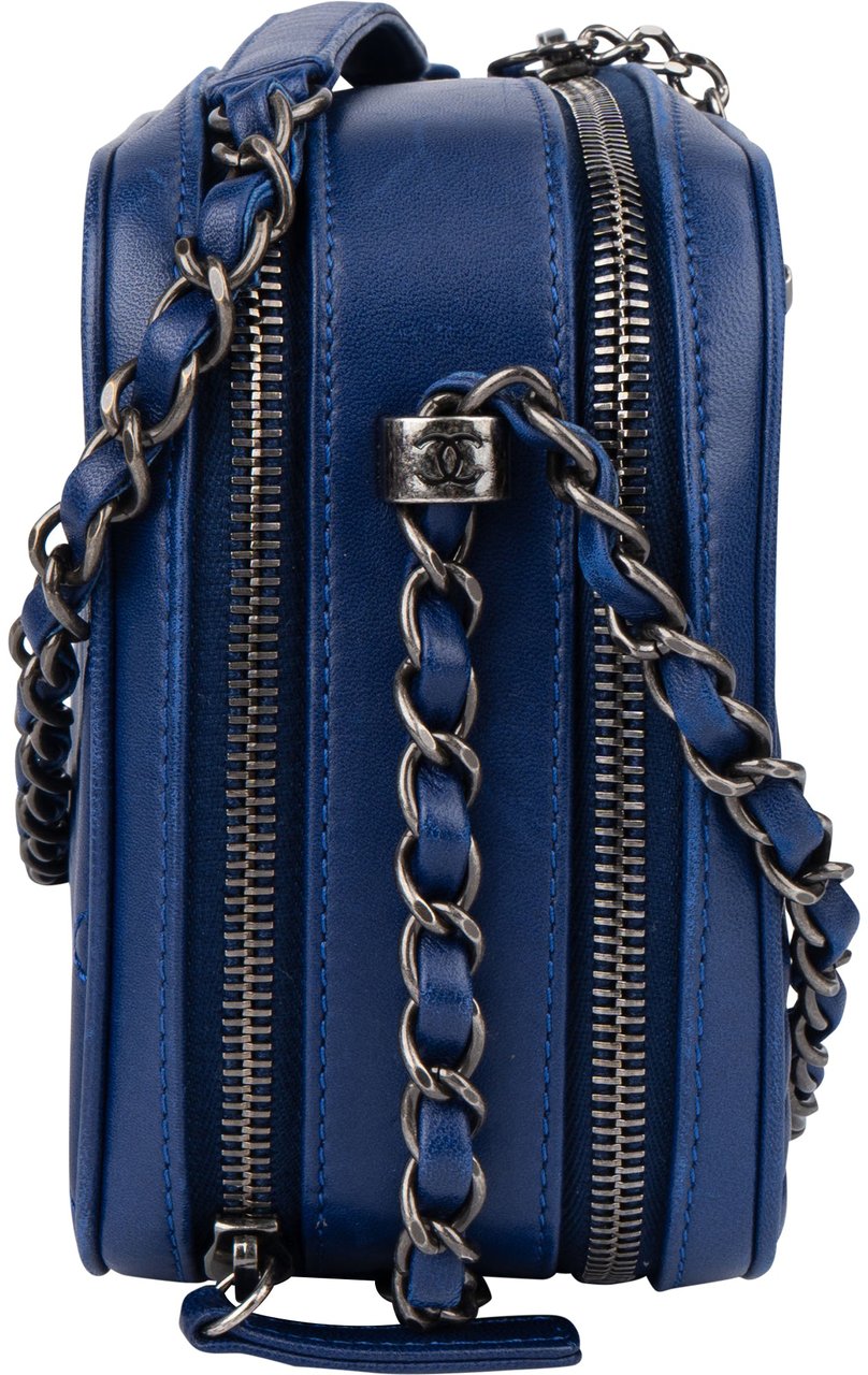 Chanel Chanel Quilted Lambskin Boy Camera Crossbody Bag Blauw