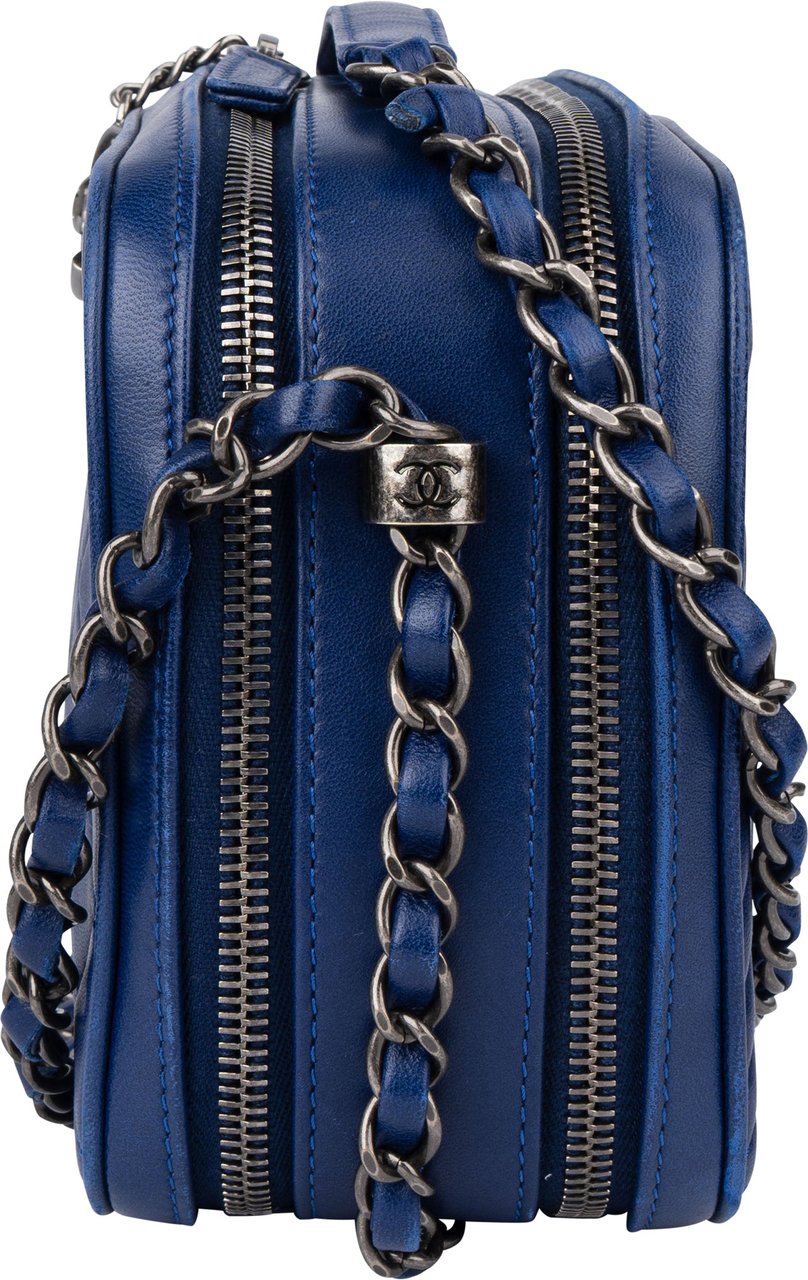 Chanel Chanel Quilted Lambskin Boy Camera Crossbody Bag Blauw