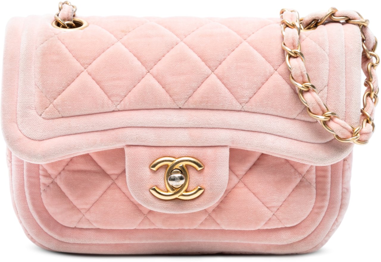 Chanel Mini Quilted Velvet Double Frame Flap Roze