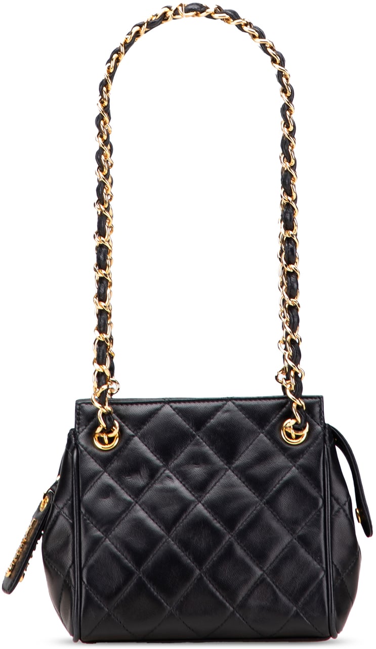 Chanel Mini Quilted Lambskin Chain Shoulder Bag Zwart