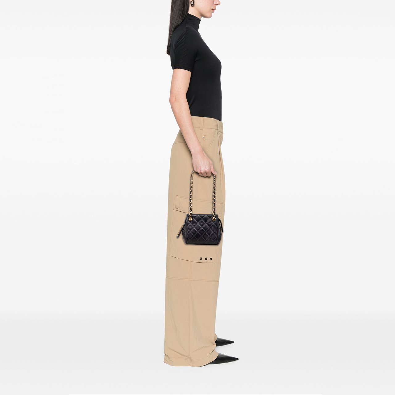 Chanel Mini Quilted Lambskin Chain Shoulder Bag Zwart