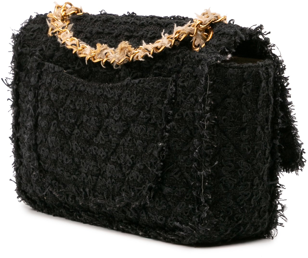 Chanel Medium Classic Tweed Single Flap Zwart