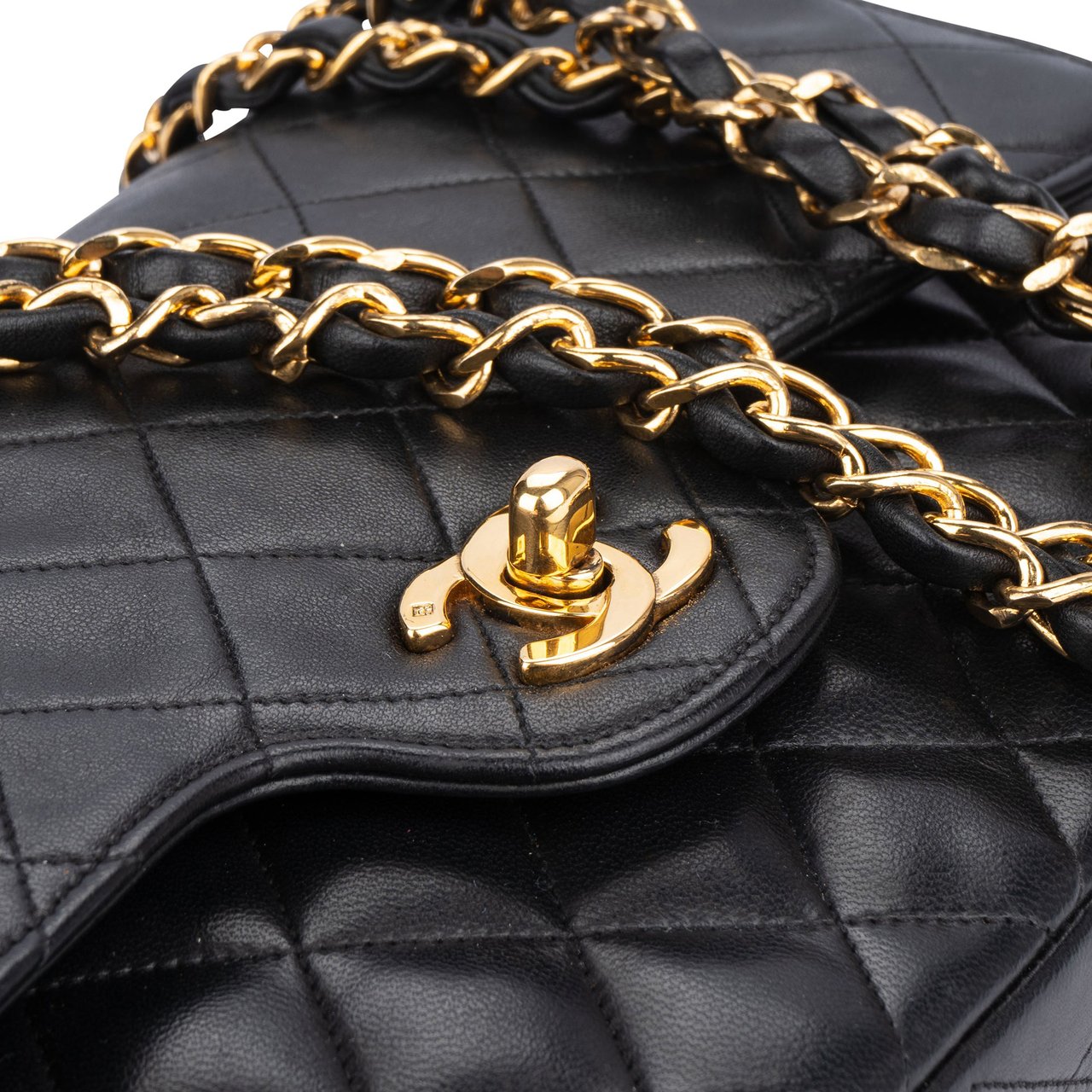 Chanel Chanel Quilted Lambskin 24K Gold Double Flap Crossbody Bag Divers