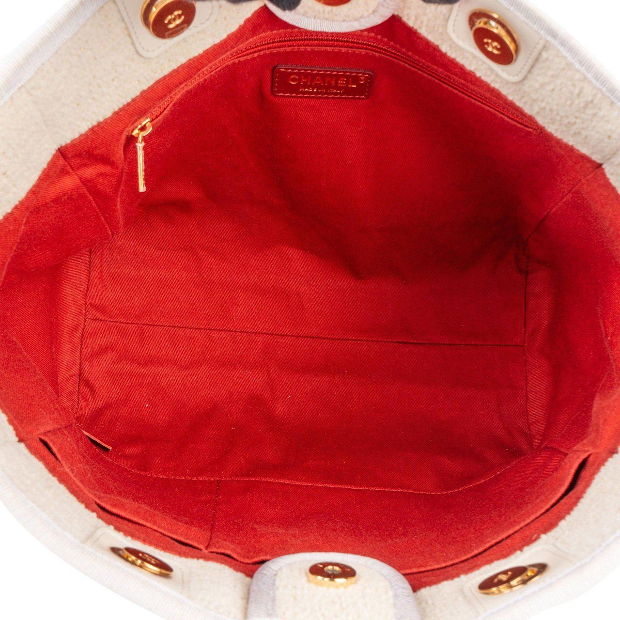 Chanel Chanel White Christmas Gold Tone Glitter Deauville Handbag Beige