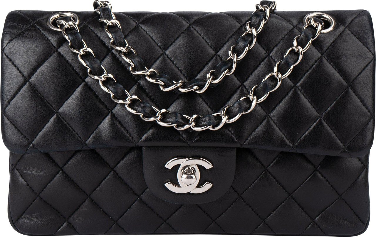 Chanel Chanel Quilted Lambskin Small Double Flap Crossbody Bag Zwart