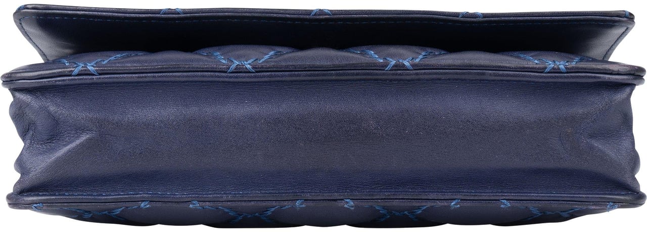 Chanel Chanel Bleu Quilted Stitch Lambskin Wallet On Chain Crossbody Bag Blauw