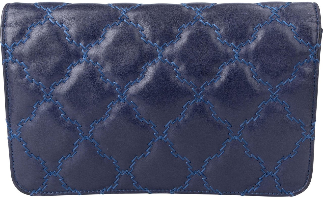 Chanel Chanel Bleu Quilted Stitch Lambskin Wallet On Chain Crossbody Bag Blauw