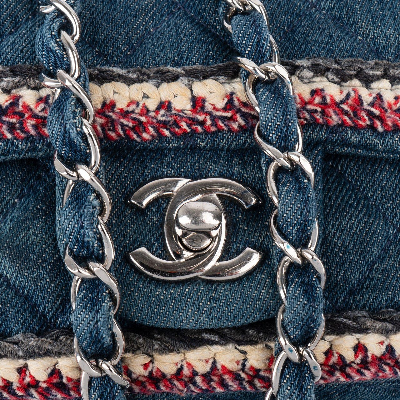 Chanel Chanel Denim Monogram Single Flap Crossbody Bag Blauw