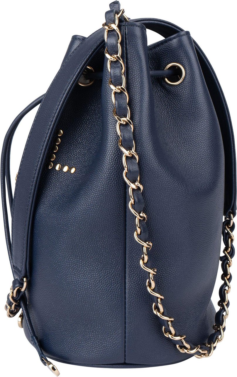 Chanel Chanel Bleu Caviar Leather Deauville Bucket Crossbody Bag Blauw