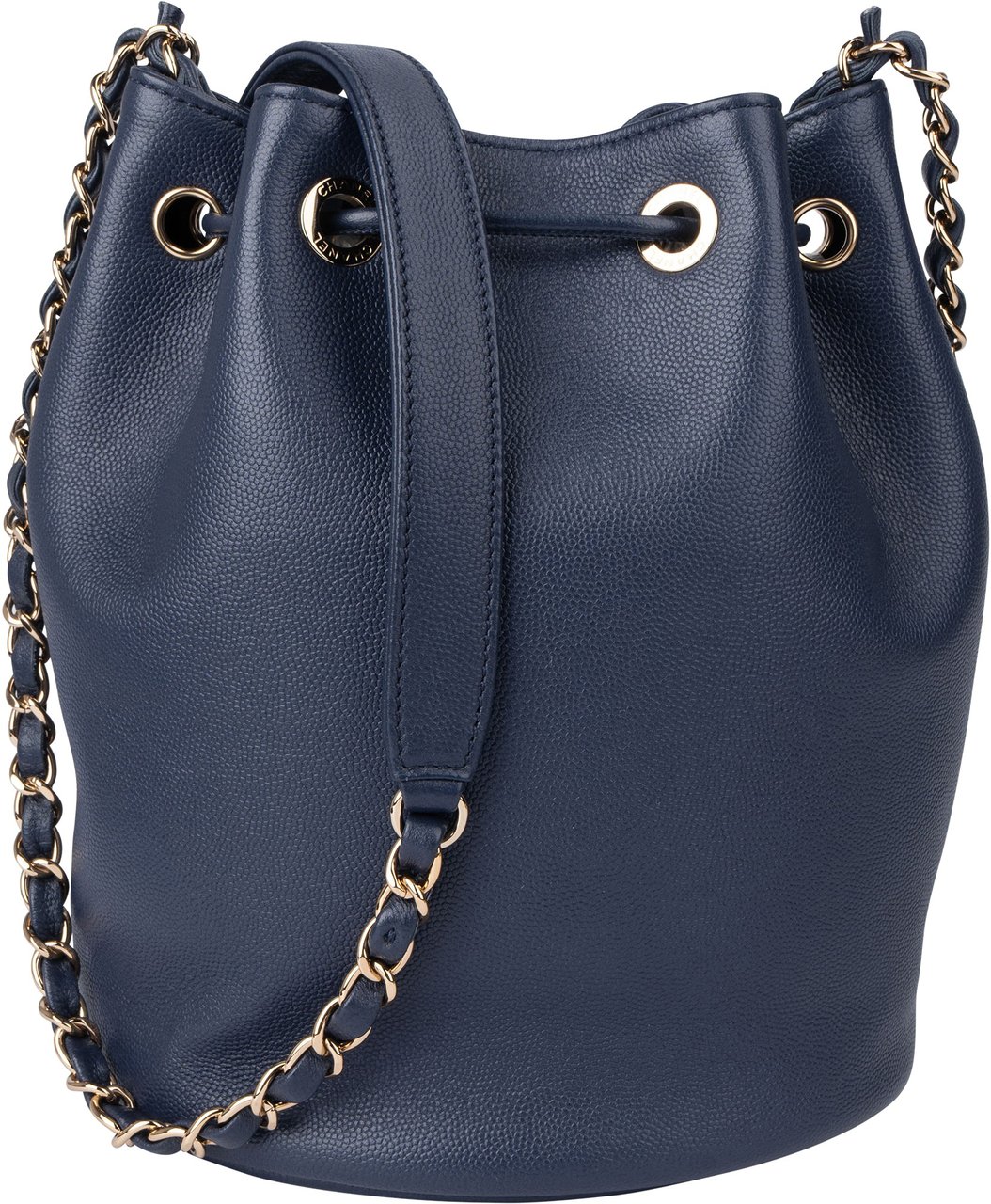Chanel Chanel Bleu Caviar Leather Deauville Bucket Crossbody Bag Blauw