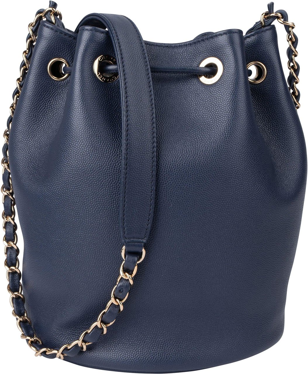 Chanel Chanel Bleu Caviar Leather Deauville Bucket Crossbody Bag Blauw