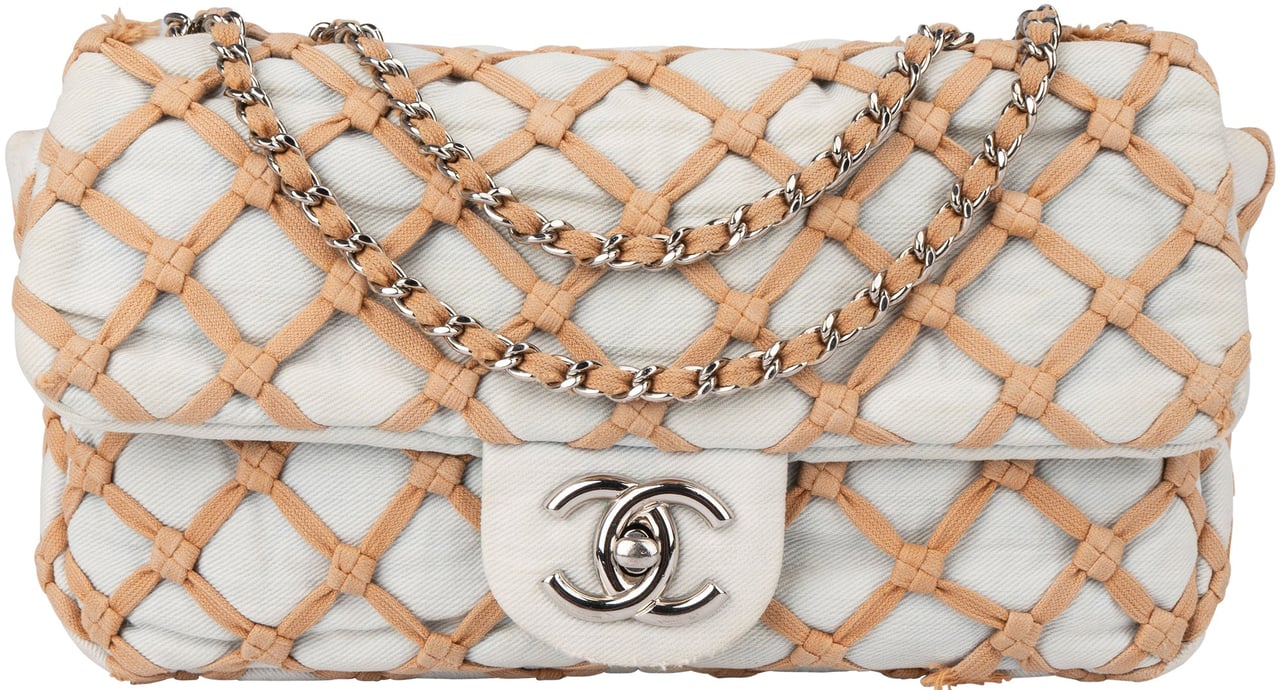 Chanel Chanel Denim Canebiers Single Flap Crossbody Bag Blauw