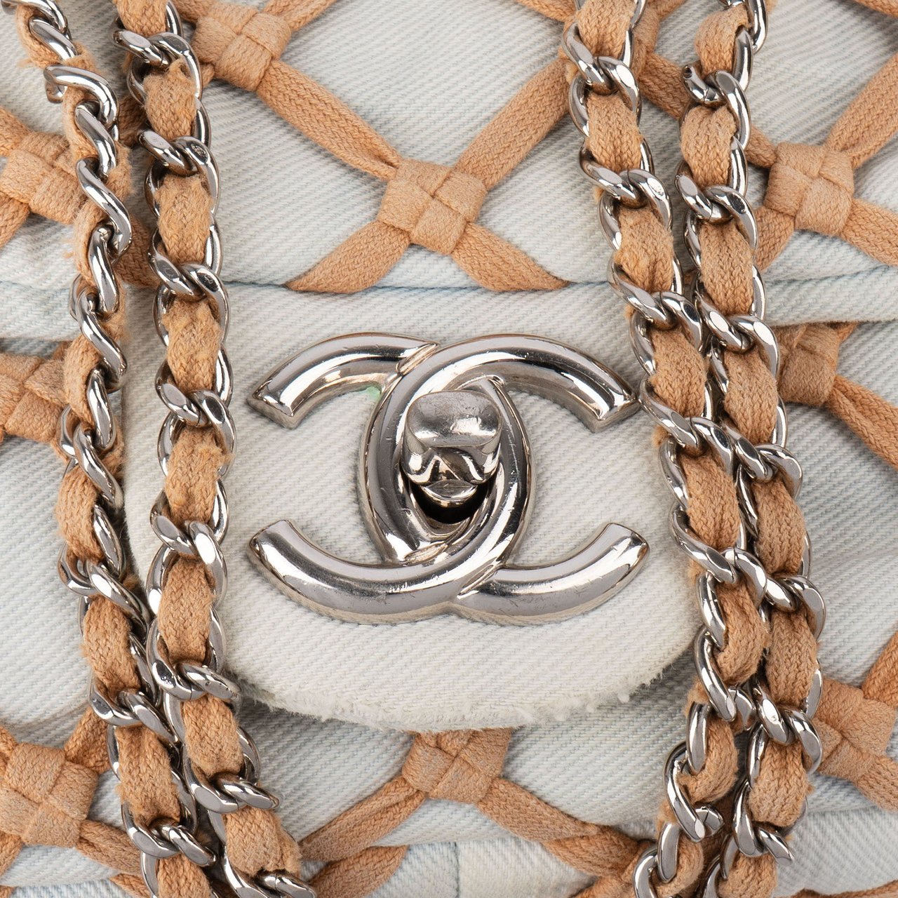 Chanel Denim Canebiers Single Flap Crossbody Bag Blauw