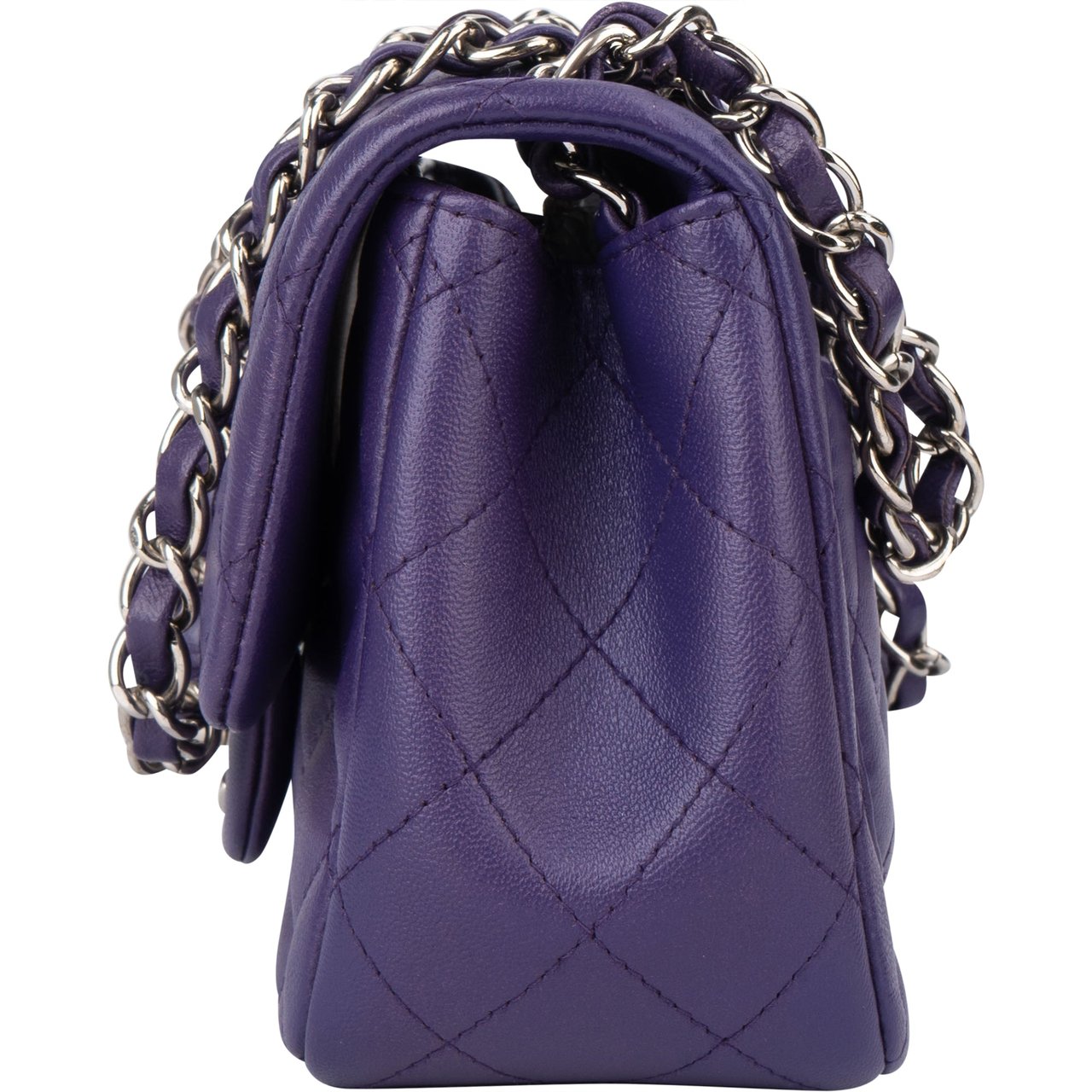 Chanel Chanel Quilted Lambskin Single Flap Crossbody Bag Paars