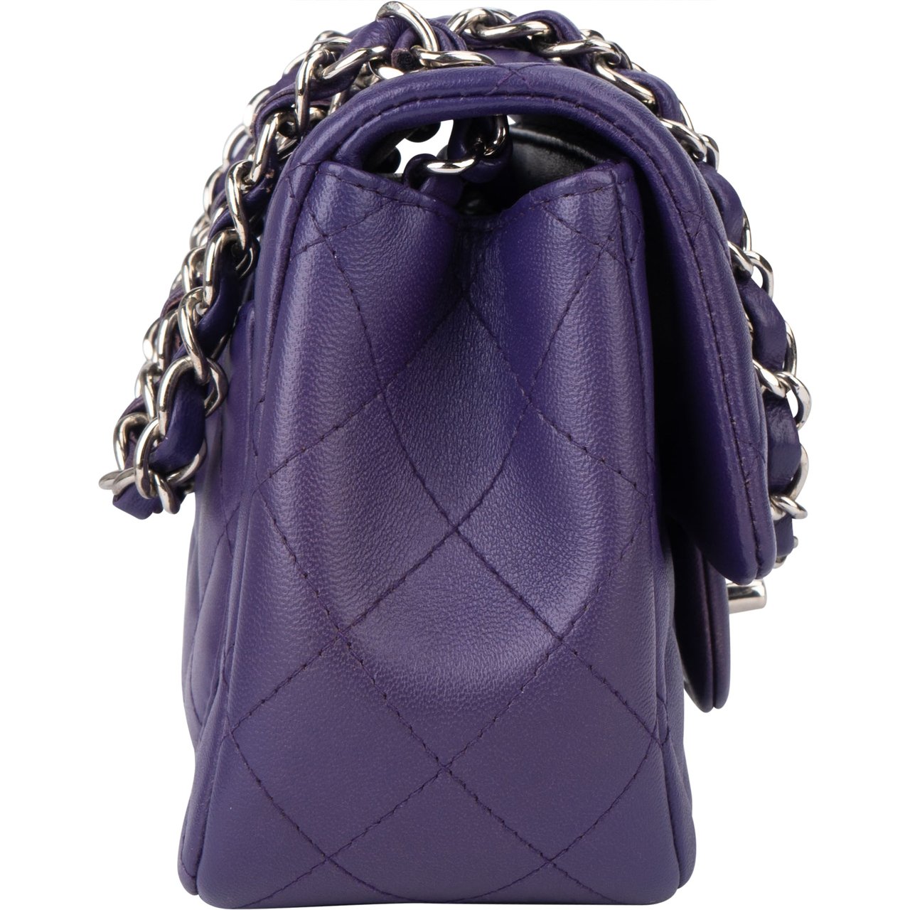 Chanel Chanel Quilted Lambskin Single Flap Crossbody Bag Paars