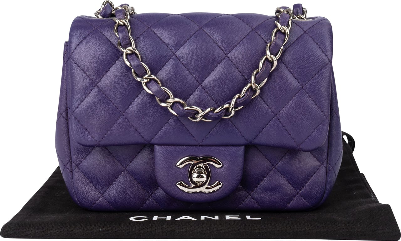 Chanel Quilted Lambskin Single Flap Crossbody Bag Paars