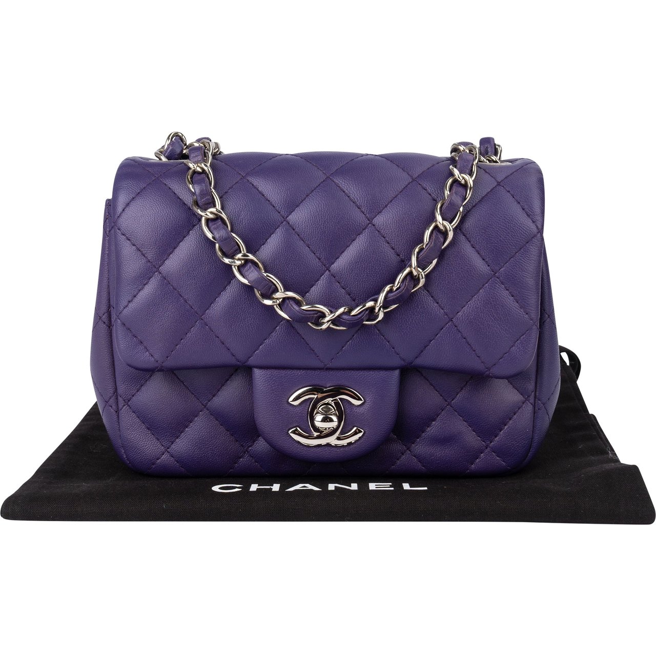 Chanel Chanel Quilted Lambskin Single Flap Crossbody Bag Paars