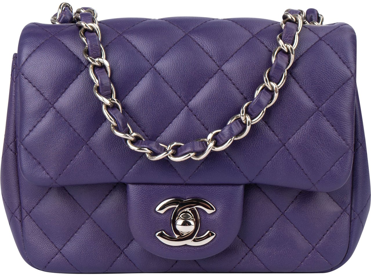 Chanel Quilted Lambskin Single Flap Crossbody Bag Paars