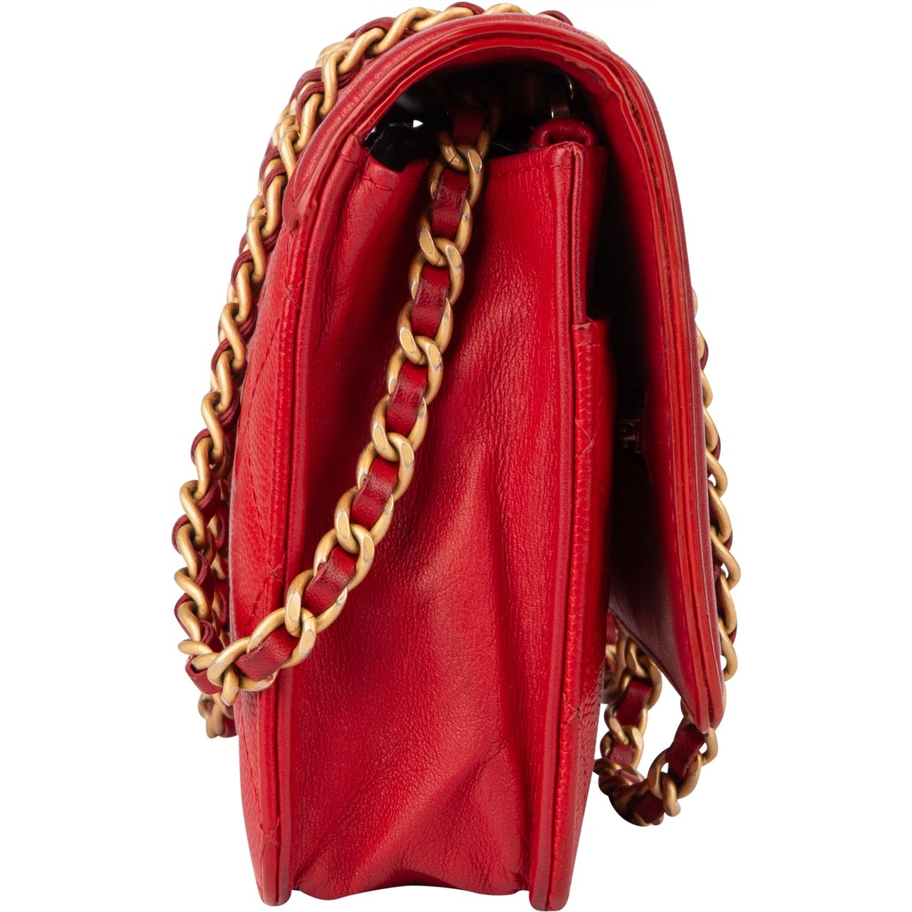 Chanel Chanel Quilted Caviar Leather Filigree Wallet On Chain Crossbody Bag Rood