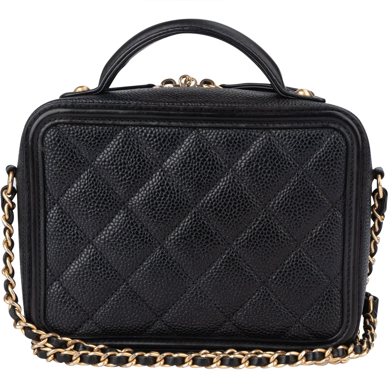 Chanel Chanel Caviar Leather CC Filigree Handbag Zwart