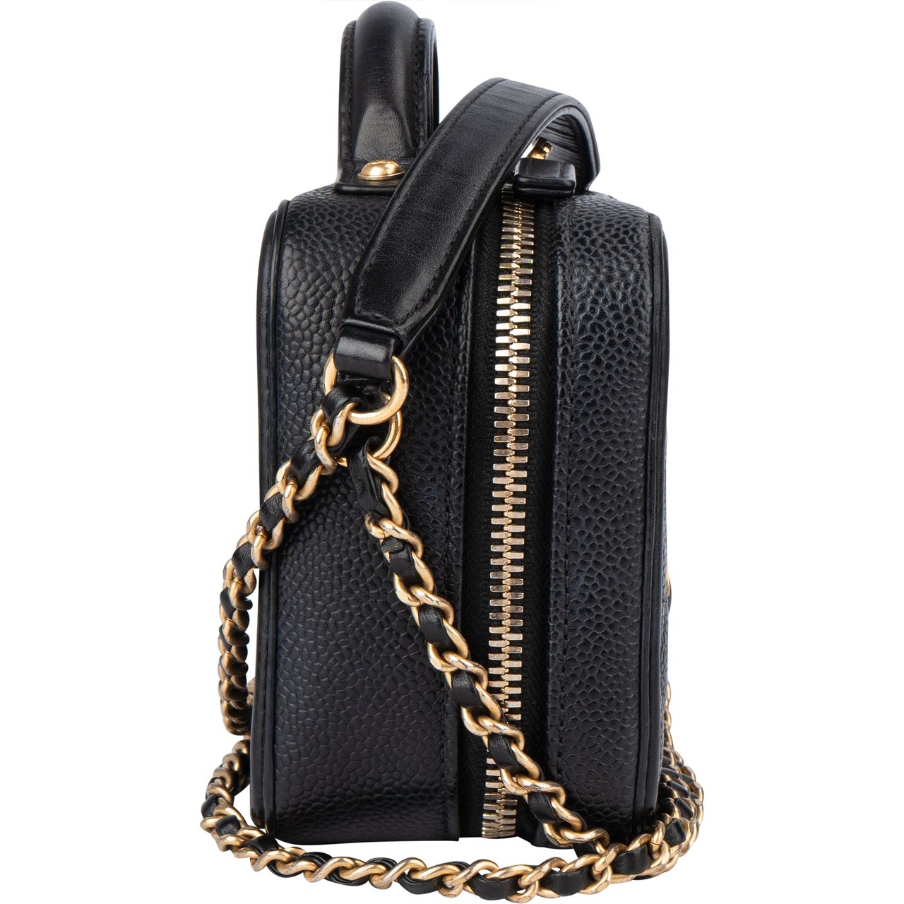 Chanel Chanel Caviar Leather CC Filigree Handbag Zwart