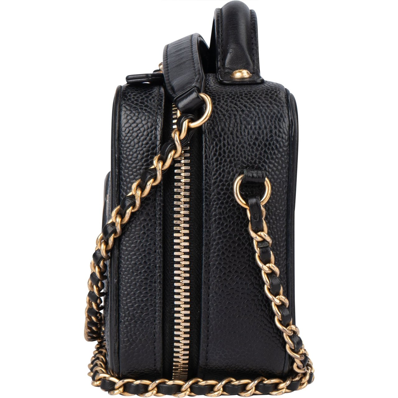 Chanel Chanel Caviar Leather CC Filigree Handbag Zwart