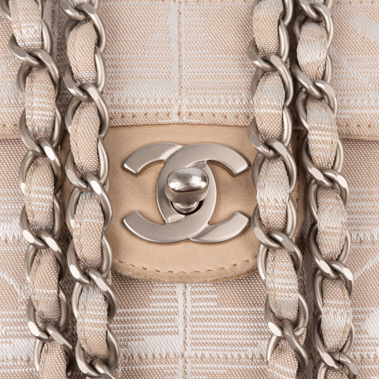 Chanel Chanel Travel Line Monogram Single Flap Crossbody Bag Beige