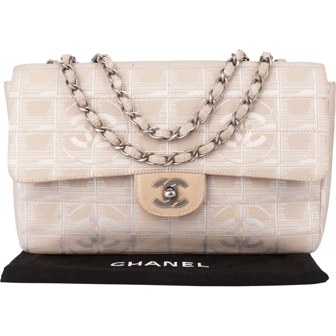 Chanel Chanel Travel Line Monogram Single Flap Crossbody Bag Beige