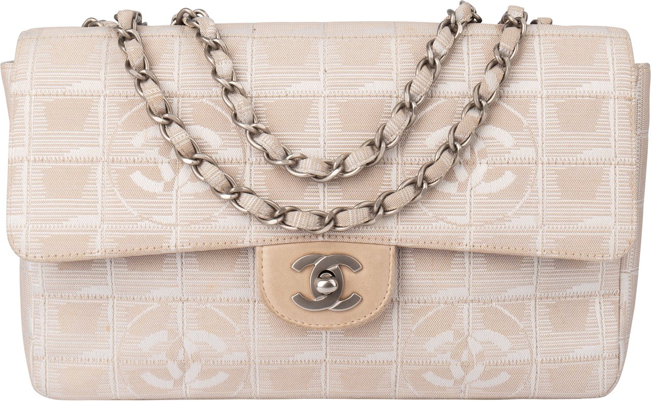 Chanel Chanel Travel Line Monogram Single Flap Crossbody Bag Beige