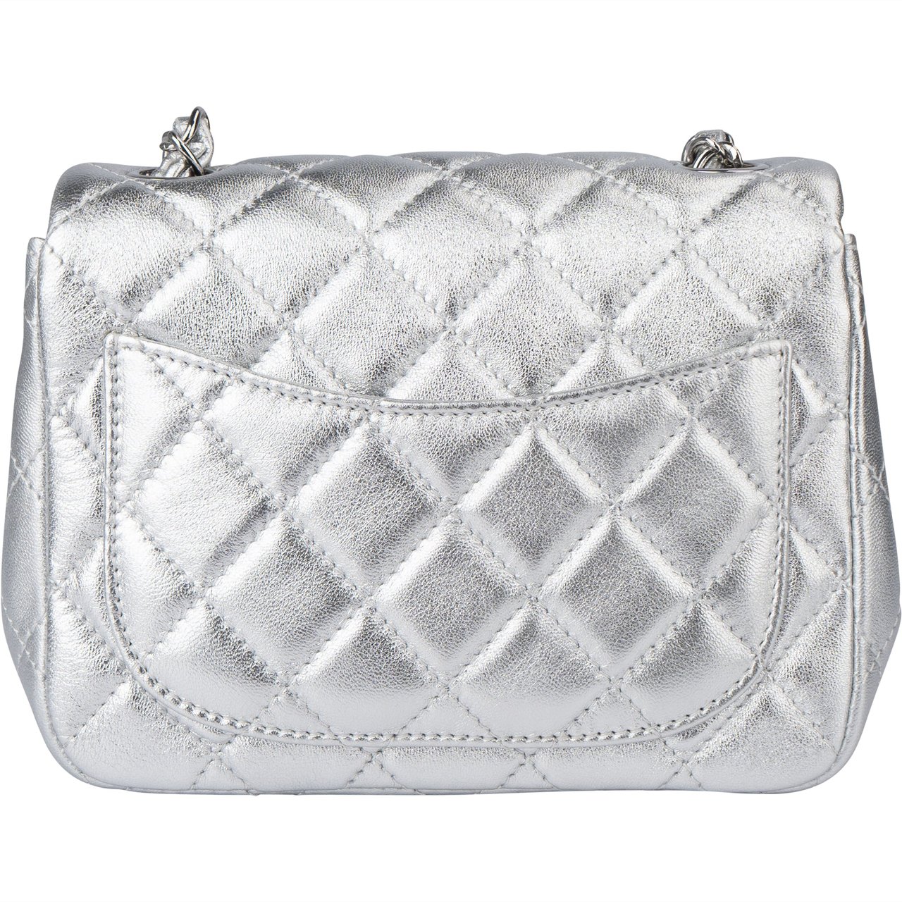 Chanel Chanel Quilted Silver Lambskin Single Flap Crossbody Bag Divers