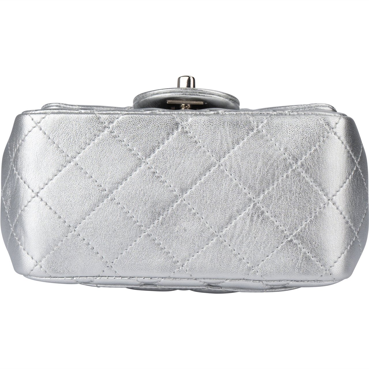 Chanel Chanel Quilted Silver Lambskin Single Flap Crossbody Bag Divers