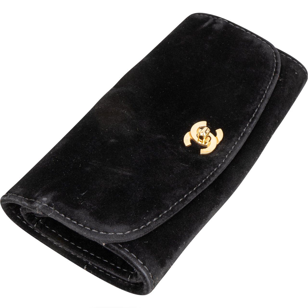 Chanel Chanel Noir Velvet 24K Gold Jewelry Pouch Zwart